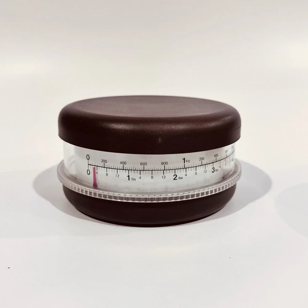 Vintage‎ Countertop Covered Kitchen Scale Brown & Tan Made in Hong Kong